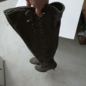 Jennifer Lopez Charcoal Lace-Up Over-the-Knee Boots